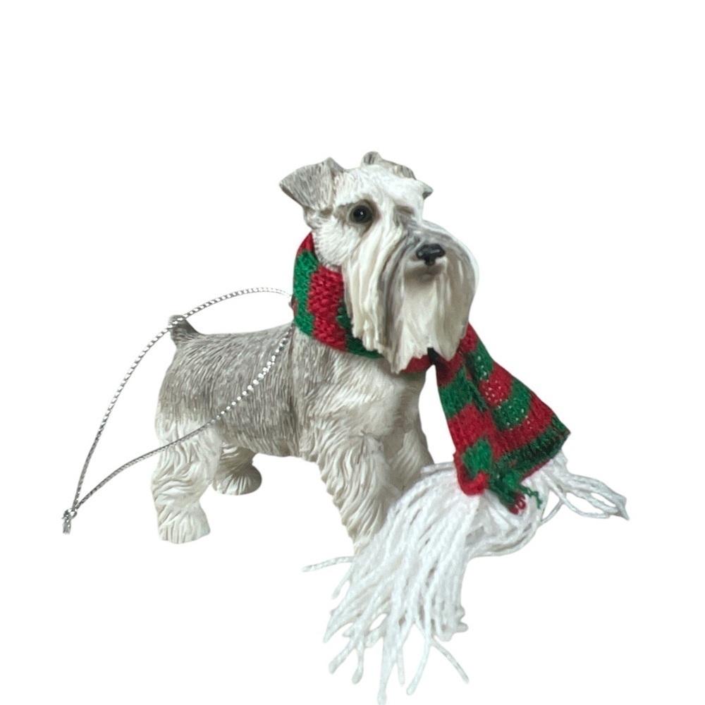 Christmas vtg ornament hand painted schnauzer